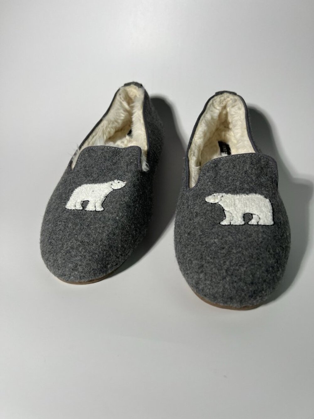 Talbots Fireside Polar Bear Slippers Gray Women’s Size 8M - Picture 7 of 14